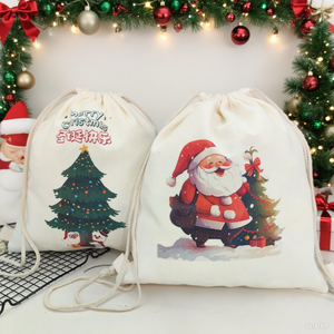 Mochila de algodón de lona de alta calidad con bolsa con cordón, nueva moda, logotipo impreso personalizado, Asa de cuerda promocional - Product Image 1