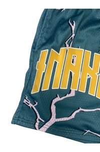 Shorts de basketball unisexe sur mesure style américain, taille mi-haute, avec logos, pour l'été, en maille large, tendance, en soie glacée, tricoté élastique - Product Image 4