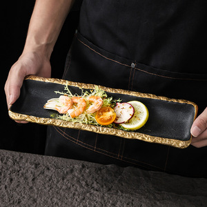 Assiettes à dîner carrées en céramique, <span class=keywords><strong>vaisselle</strong></span> de luxe en porcelaine, <span class=keywords><strong>vaisselle</strong></span> de table européenne nordique à bord <span class=keywords><strong>doré</strong></span> - Product Image 5