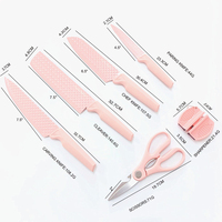 Ensemble cadeau de 6 couteaux en acier inoxydable de couleur rose, couteau à découper, couteau de cuisine, ciseaux de cuisine