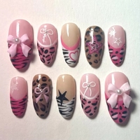 Uñas Artificiales 3D de Calidad Profesional para Salón de Belleza, Uñas Francesas de Verano en Color Arcoíris Fresa, Uñas Hechas a Mano Personalizadas