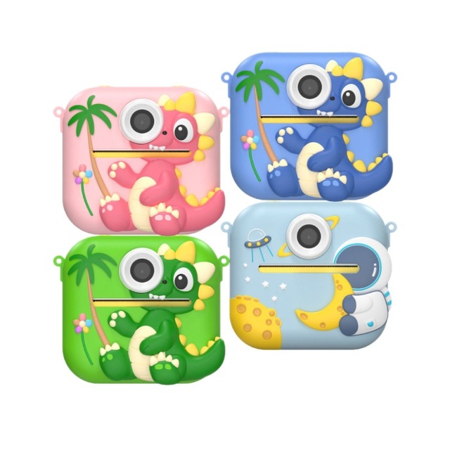 Dual Lens Kids Instant Print Camera - 48MP Selfie & 1080P Video, Portable Dinosaur Mini Thermal Printer Toy Gift   S1