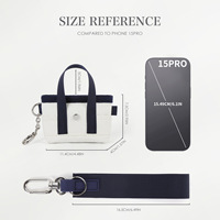 Tas Kanvas Nano Terbaru, Tas Selempang Kecil Multi-Kantong untuk Sehari-hari, Dompet Rantai dengan Ritsleting, Dompet Mini, Gantungan Kunci, Liontin