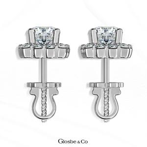 ต่างหูเพชรโมอิสซาไนต์เงินแท้ ดีไซน์ตามสั่ง OEM ODM ขนาด 6 มม. ทองเหลือง ทองขาว ทองชมพู - Product Image 1