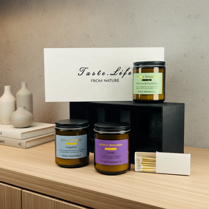 LunaLith - Bougies parfumées en cire de soja en gros - Coffret cadeau 200g |   Ensemble cadeau de bougies parfumées personnalisées en verre ambré pour la décoration de la maison - Product Image 1