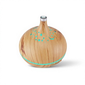 Diffuseur d'aromathérapie à grain de bois Star Moon, humidificateur ultrasonique de 400ml avec lumière LED pour usage domestique et commercial - Product Image 1