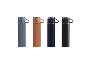 Schlussverkauf 500 ml Doppelwand-Edelstahl-Luxus-Thermos-Isolierwasserflaschen-Set mit 3 Deckeln