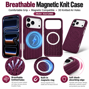 เคสโทรศัพท์แบบถัก ระบายอากาศได้ พร้อมแม่เหล็ก สำหรับ iPhone 17 16 15 Pro Max ป้องกันแรงกระแทก บางเฉียบ กระชับมือ - Product Image 2