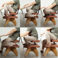 Chaise de bureau ergonomique moderne, tabouret pour s'asseoir en croisant les jambes, pieds en bois, position à genoux, dossier - pour la méditation, posture de singe paresseux