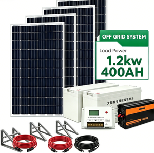 Système solaire hors réseau pour usage domestique prêt à l'emploi, 1,2 kW, batterie 400 Ah, panneau monocristallin, kit photovoltaïque - Product Image 1
