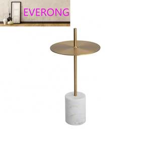 Table <span class=keywords><strong>basse</strong></span> ronde en marbre avec base en laiton doré pour salon, table d'appoint moderne - Product Image 3