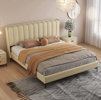 Cama moderna tapizada de cuero suave Venta al por mayor Cabecero tapizado Queen King Size Bed Frame