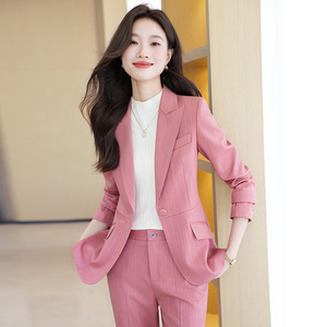 Women's <b>Red</b> Suit Set Polyester Three Quarter Sleeve Anti-Wrinkle Formal Autumn Wear - Product Image 2