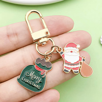 Porte-clés pendentif créatif en alliage, motif dessin animé mignon, style vintage, effet goutte d'huile, idéal comme cadeau de Noël ou ornement de fête - Vente chaude