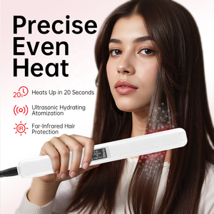 Lisseur à cheveux <span class=keywords><strong>en</strong></span> céramique électrique avec affichage de la température LCD, traitement infrarouge ultrasonique pour cheveux crépus et abîmés, utilisation hôtelière - Product Image 2