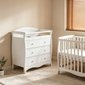 Mesa Cambiador de Bebés Blanca con Cajón y Almacenamiento, de Madera, Precio Mayorista - Product Image 4