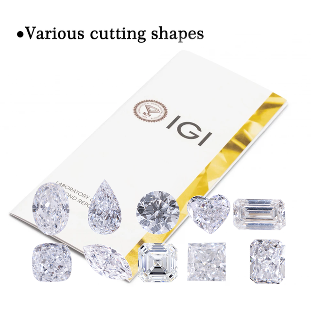 IGI Certified Lab Grown Diamond Loose Stones 2 Carat All Shapes & Colors CVD/HPHT White Fancy Color Diamonds for Jewelry Making