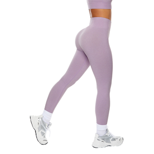 Custom Logo Hidden Scrunch Solid Pants <b>Women</b> High Waist Butt Lifting Nude Nylon Spandex Sweat-Wicking Yoga Workout <b>Leggings</b> - Product Image 1
