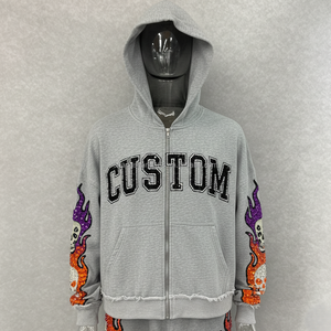 Sudaderas Cortas Personalizadas 100% Algodón French Terry, Corte Cuadrado, Impresión DTG, Estilo Desgastado con Piedras de Imitación y Lavado Ácido - Product Image 3