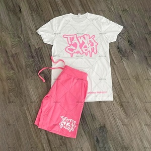 Ensemble de survêtement streetwear d'été personnalisé avec logo pour homme, t-shirt et short, tenue décontractée en coton, ensemble deux pièces pour homme - Product Image 5