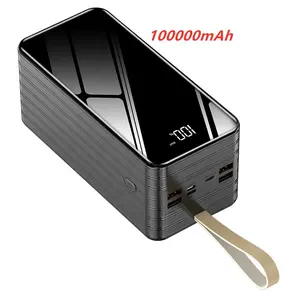 Penjualan Laris Kapasitas Tinggi 4 Output USB 100000 Mah Power Bank 100000 Mah Pengisi Daya Ponsel Bank Daya Pengisian Cepat 100000 Mah