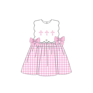 夏の子供服キッズブティックイエスクロス刺Embroidery女の赤ちゃんロングドレス