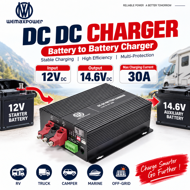 12V 30A Chargers Blue Tooth App Control Lead Acid Lithium Battery Automatic 12vdc to 12.6v 14.6v 14.7v DC to DC Charger