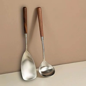 Retro imitazione manico in legno cucchiaio in acciaio inox stile semplice 5 Yuan per uso domestico ristorante zuppa di Porridge pentola calda - Product Image 1