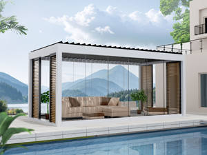 3x3/3x4/6x3/6x4 puerta de cristal a prueba de viento lujo jardín exterior persianas <span class=keywords><strong>Solarium</strong></span> pérgola Solar con Panel Solar para Europa - Product Image 4