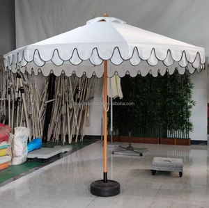 Muebles de exterior café blanco logotipo personalizado 9 pies parasol sombrillas piscina madera festoneado <span class=keywords><strong>Patio</strong></span> sombrillas jardín playa sombrillas - Product Image 1