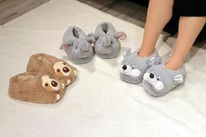 Sevimli peluş hayvan terlikleri kabarık sıcak peluş ev ayakkabıları yenilik yumuşak terlik karikatür hediyeler çocuklar için - Product Image 6