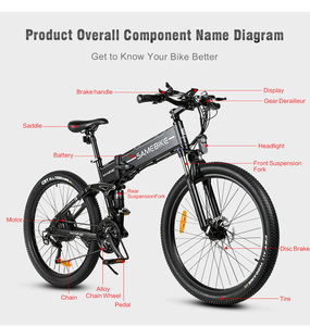 Vélo électrique pliable SAMEBIKE LO26-II en alliage d'aluminium, moteur sans balais haute vitesse 250W900D, stock UE - Product Image 2