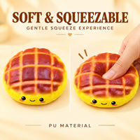 Jouets Squishy en PU en forme de pain mignon, jouets anti-stress souples à presser en forme d'aliments, 6 designs assortis, vente en gros