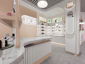 Conception d'intérieur de boutique de cosmétiques, service de personnalisation complet pour les aménagements de boutiques de maquillage commerciales, décoration minimaliste de magasin de cosmétiques - Product Image 3