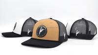 Casquette de sport trucker 6 panneaux en maille pour homme, style RS 112, avec logo personnalisé en cuir brodé 3D, vierge