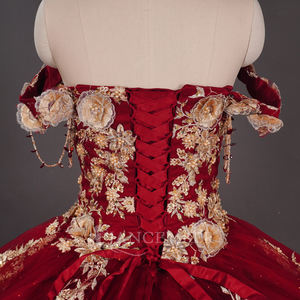 Vestidos <span class=keywords><strong>de</strong></span> Quinceañera Rojos y Dorados Wc043 con Apliques <span class=keywords><strong>de</strong></span> Encaje, Estilo Charro Mexicano, Dulce Quince, Jancember - Product Image 4