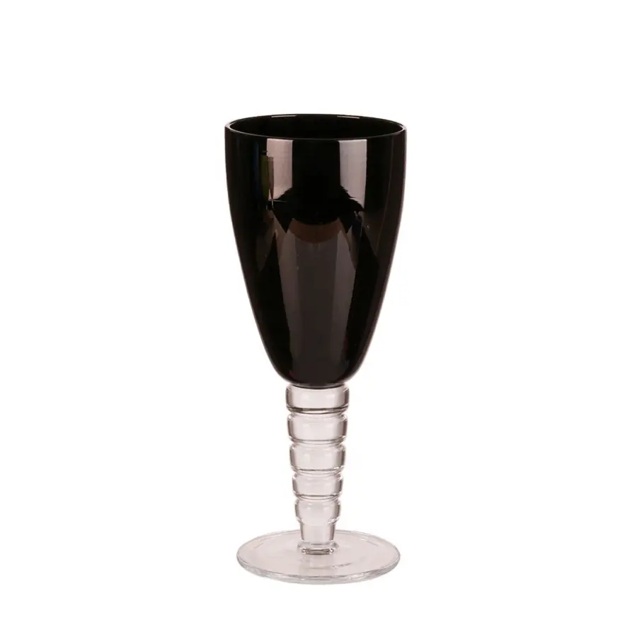 Custom Wine Glass Embossed Black Body Clear Stem Water Glass Unique Stemmed Glass Goblet
