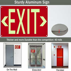 Señal de <span class=keywords><strong>Salida</strong></span> de Emergencia de Aluminio Fotoluminiscente que Brilla en la Oscuridad con <span class=keywords><strong>Flecha</strong></span> para Uso en Interiores/Exteriores - Product Image 5