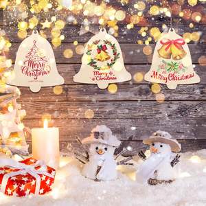 Adornos Navideños de Madera de 7 Pulgadas, 10 Piezas, Forma de Campana sin Terminar para Manualidades, Decoraciones Colgantes Hechas en China, Tercer Modelo - Product Image 5