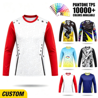 Kaos Lengan Panjang Pria Pola Bintang Sublimasi Kustom dengan Cetak Seluruh Badan dan Kerah O untuk Pakaian Santai.