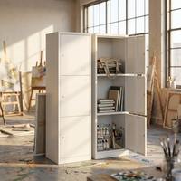 Casier de rangement en acier à 3 portes, armoire métallique avec compartiments modulaires verrouillables pour une utilisation flexible dans la chambre et la salle de sport