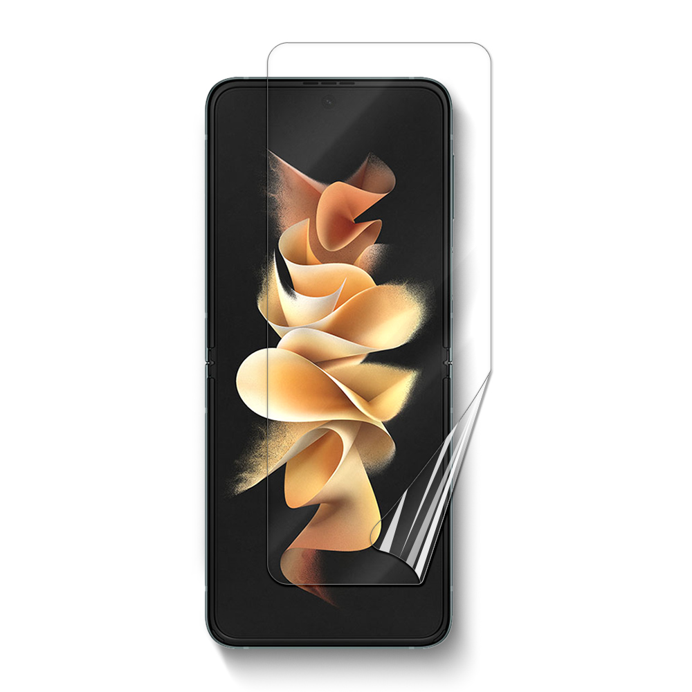 Pellicola protettiva trasparente per schermo pieghevole interno.