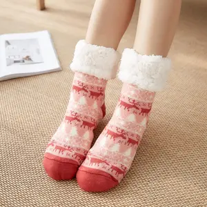 Chaussettes Sherpa floues pour femmes pantoufles Warm Sleep Ffuffy Chaussettes tricotées doublées de sherpa