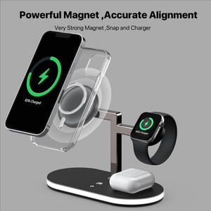 3 en 1 Fast 15W Wireless Charger <span class=keywords><strong>Dock</strong></span> Stand Lámpara LED con puerto USB para iPhone y Watch Cargadores magnéticos para un uso conveniente - Product Image 6