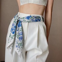 Écharpe en soie de mûrier 100% personnalisée, 14 mommes, pour femmes, mode de luxe, motif floral, 90*90cm, écharpe carrée, OEM | Vente en gros ODM
