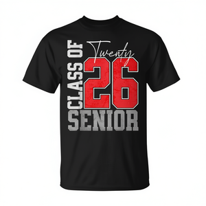 Maglietta per la laurea del 2026, design rosso e nero - Product Image 2