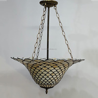 Lampe suspendue artisanale en verre teinté de 20 pouces, grand design en écailles de poisson, style européen et américain, lustre pour villa, maison, bar