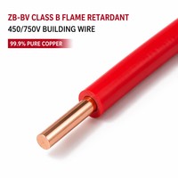 Fil ignifuge ZB-BV 450/750V, conducteur en cuivre massif, fil électrique isolé en PVC pour appareils électroménagers et câblage de bâtiments