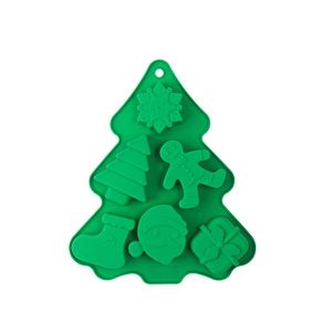 Moules à biscuits et à fondant réutilisables certifiés FCM, antiadhésifs, avec des formes de flocon de neige, d'arbre de Noël, d'homme en pain d'épices et de cloche - Product Image 1