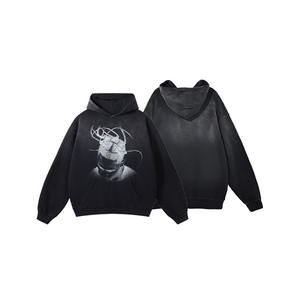 Sudadera con Capucha Personalizada AR2685, 330 Gramos, 100% Algodón, Estilo Oversize HIP-POP, Lavado a la Piedra, Color Negro Desgastado, Estilo Vintage - Product Image 4